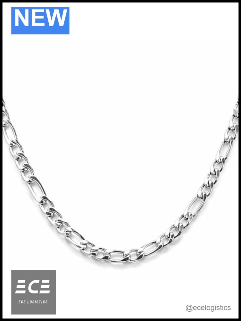 14K White Gold-Filled Figaro Chain Necklace 5mm 18-22" Hypoallergenic Lobster